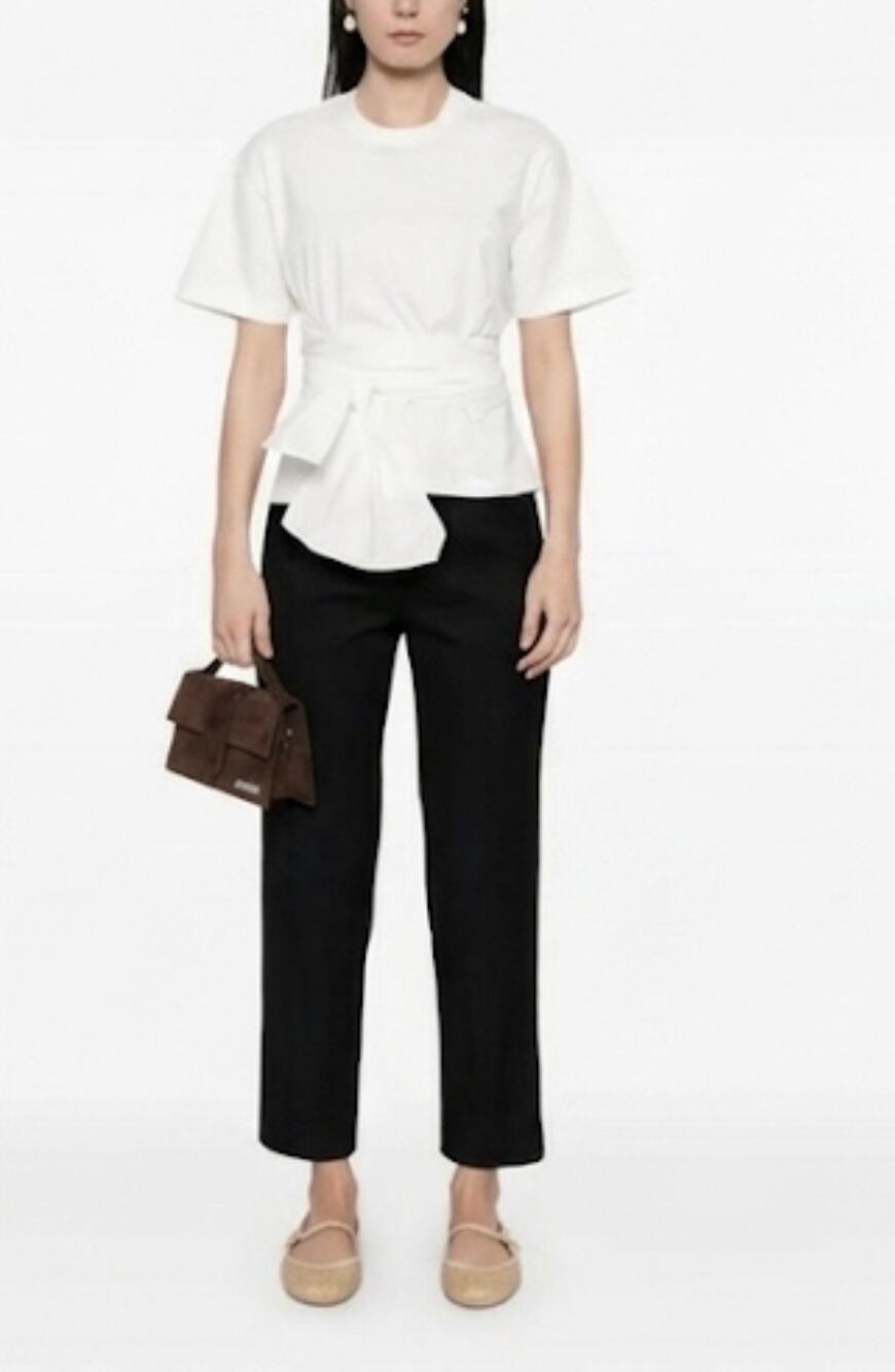 Forte Forte Cotton Twill Tapered Pants in Black 0 XS